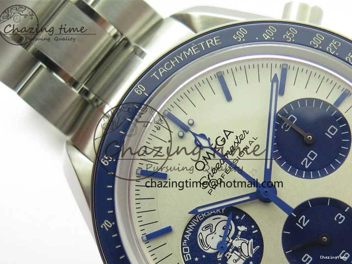 0416 Speedmaster SS Snoopy Apollo OMF Best Edition White Dial on SS Bracelet Venus EasyCare 7877